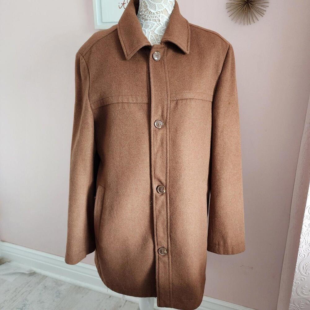 EUC Mantoni Milan Italy camel pea coat wool jacket- not super heavy 42 L
